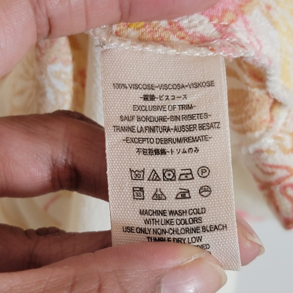 Free People Cream Mini Dress with Pink and Yellow Floral Motif - Picture 12 of 12